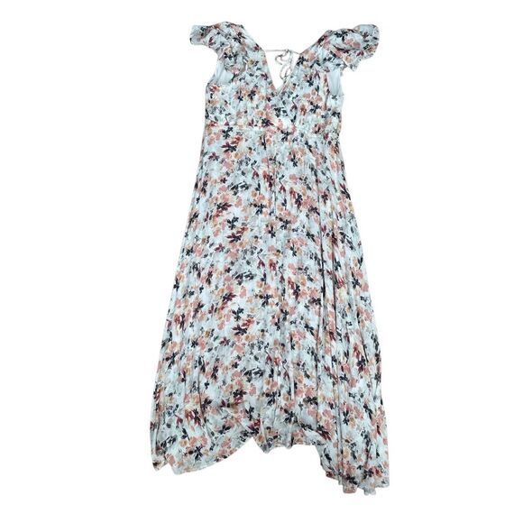 Torrid Maxi Gauze Walk-Through Dress Asymmetrical Floral Plus Sz 1 White/Orange - Picture 3 of 13